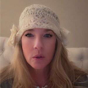 Betsey Johnson Elegant Cream Lace Crochet Women's Hat